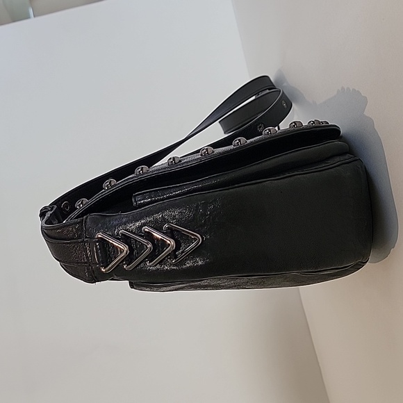 Black Studded Leather Crossbody Bag - Picture 2 of 13